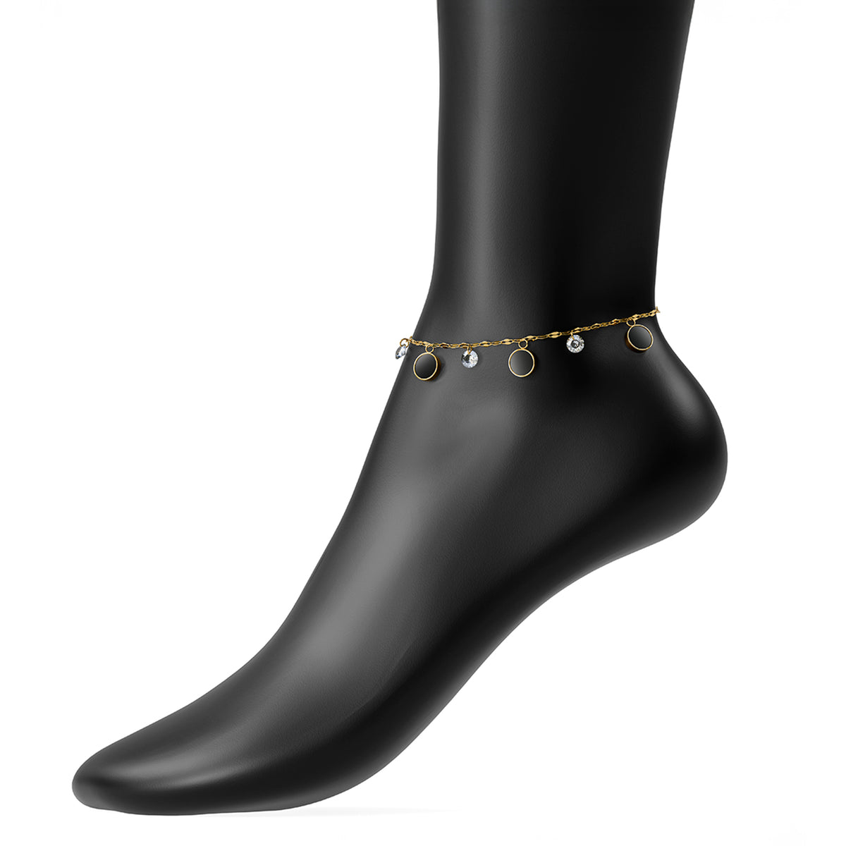 Alexis Black Charms 18K Gold Plated Women's Anklet