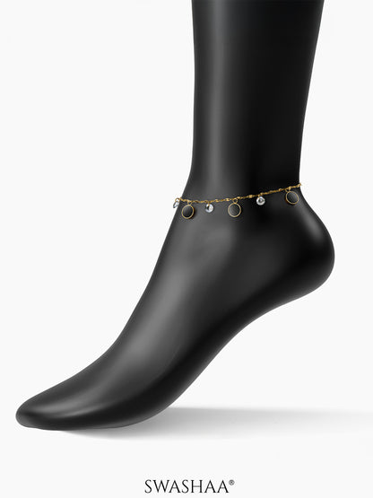 Alexis Black Charms 18K Gold Plated Women's Anklet