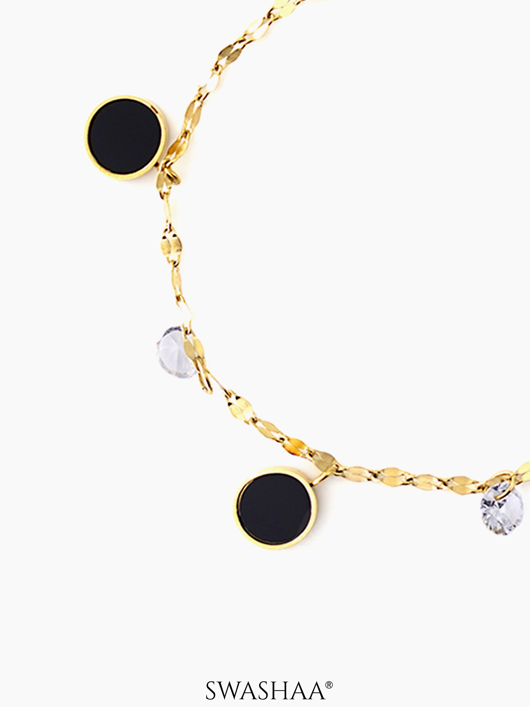 Alexis Black Charms 18K Gold Plated Women's Anklet