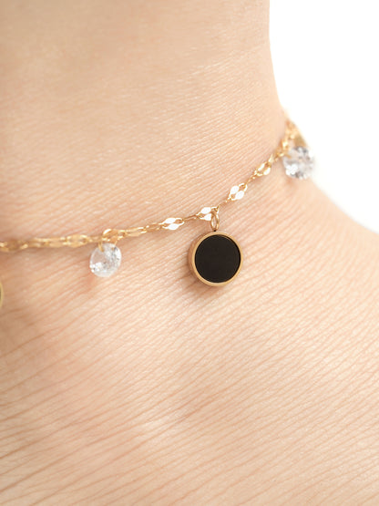 Alexis Black Charms 18K Gold Plated Women's Anklet