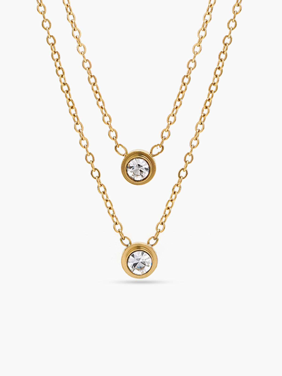 Alger Solitaire Layered 18K Gold Plated Women's Chain Pendant Necklace