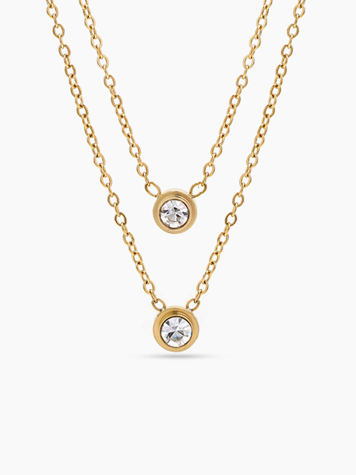 Alger Solitaire Layered 18K Gold Plated Women's Chain Pendant Necklace