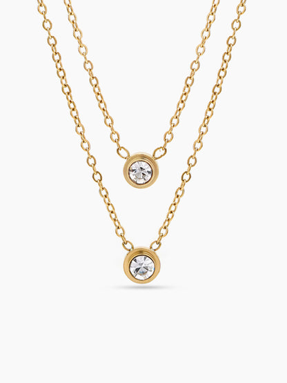 Alger Solitaire Layered 18K Gold Plated Women's Chain Pendant Necklace