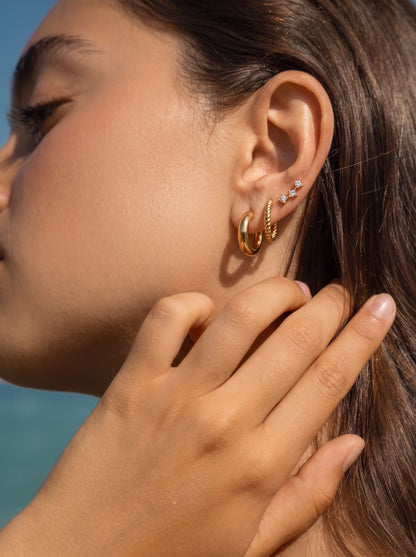 Alicia Diamonds Stud Earrings & Hoop earrings 14K Gold Plated Women's Earring Set