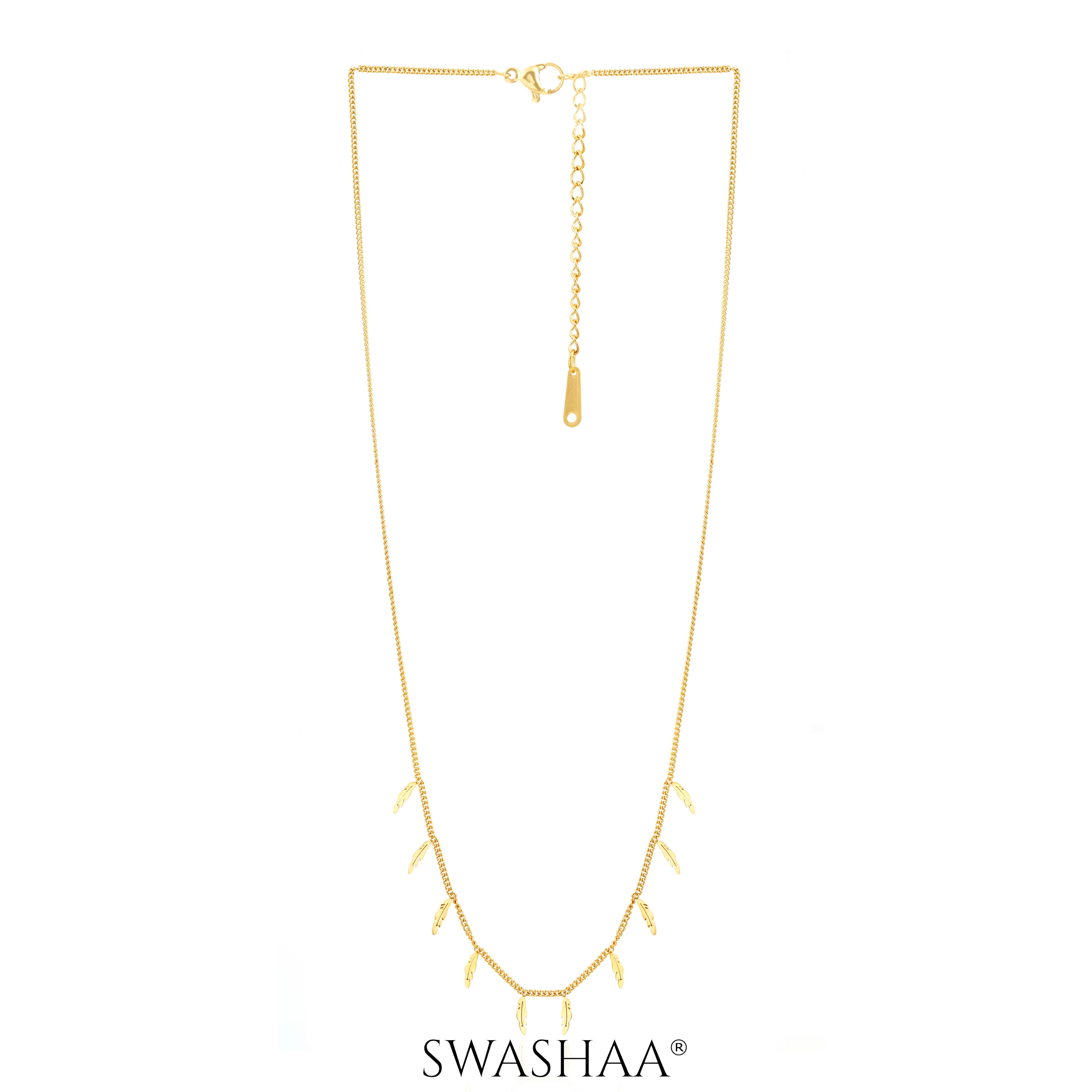 Alina Plume Feather 18K Gold Plated Choker