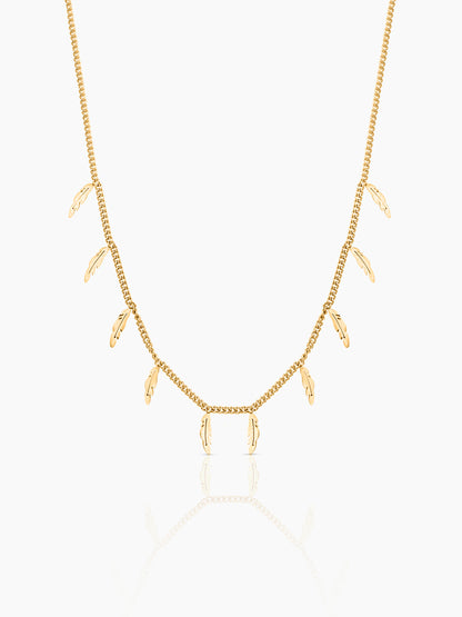 Alina Plume Feather Charms 18K Gold Plated Choker Necklace 