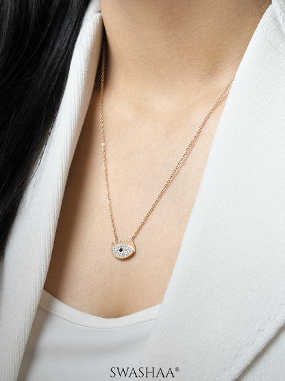 Allika Evil Eye Rosegold Plated Chain Pendant Necklace