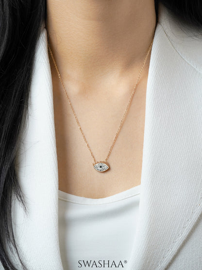 Allika Evil Eye Rosegold Plated Chain Pendant Necklace