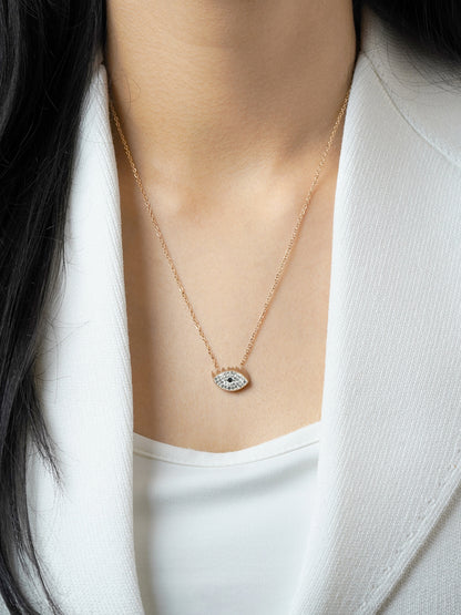 Allika Evil Eye Rosegold Plated Chain Pendant Necklace