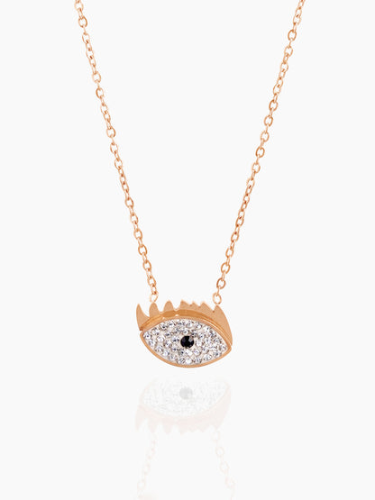 Allika Evil Eye Rosegold Plated Chain Pendant Necklace