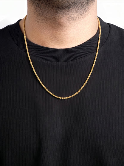Almira Textured Rope 18K Gold Plated Men's Chain