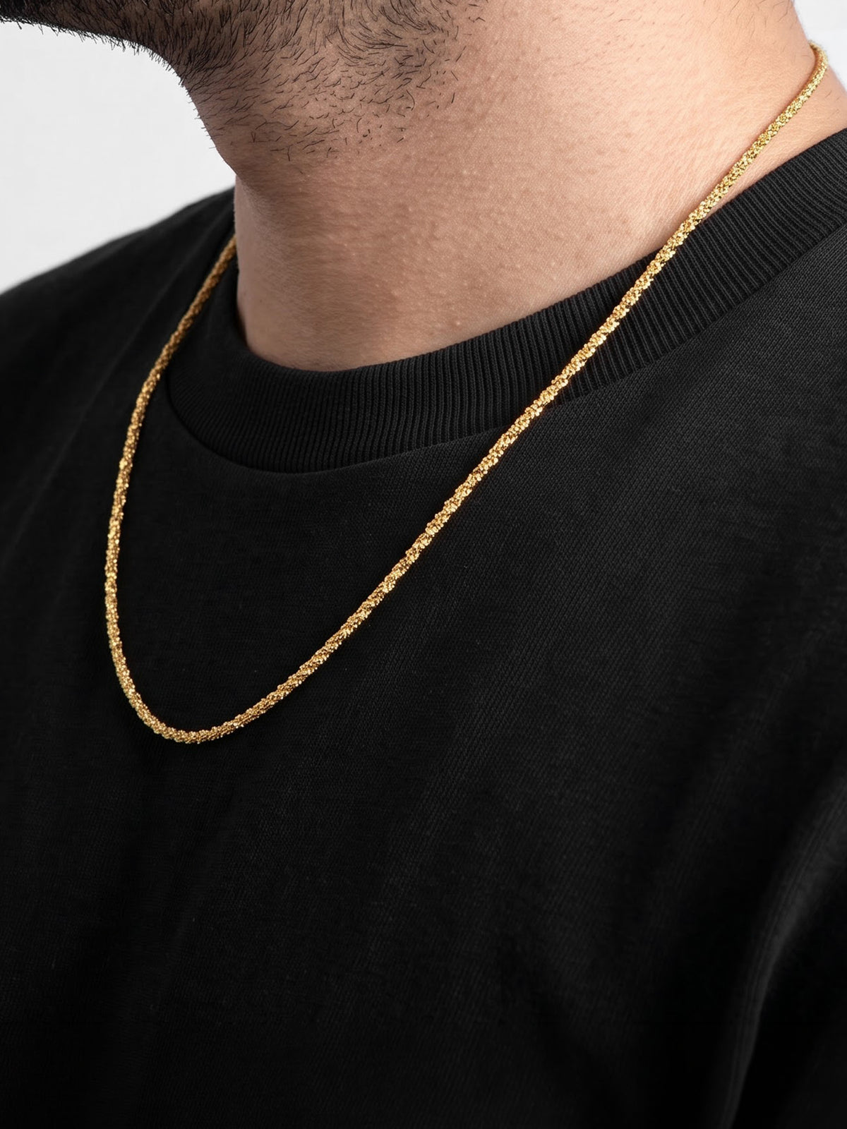 Almira Textured Rope 18K Gold Plated Men's Chain