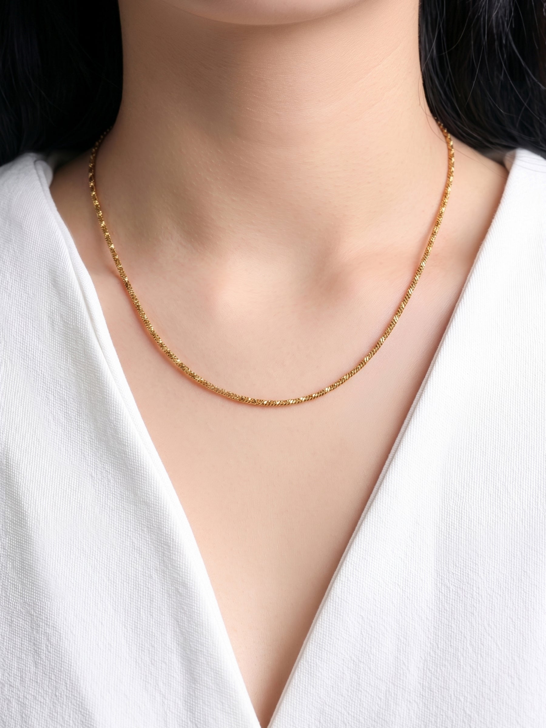 Almira Textured Rope 18K Gold Plated Men's Chain