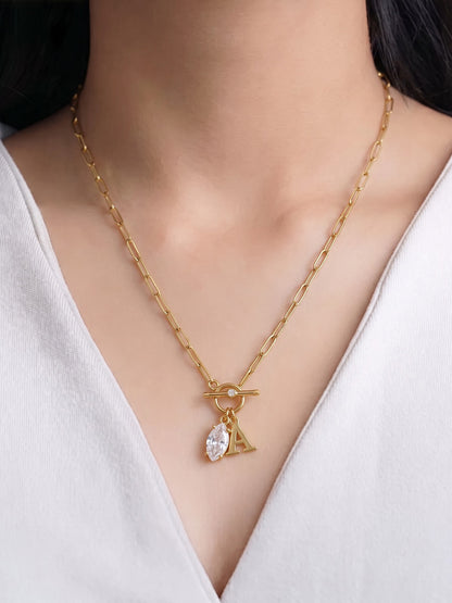 Alodia Toggle Diamond Initial 18K Gold Plated Necklace
