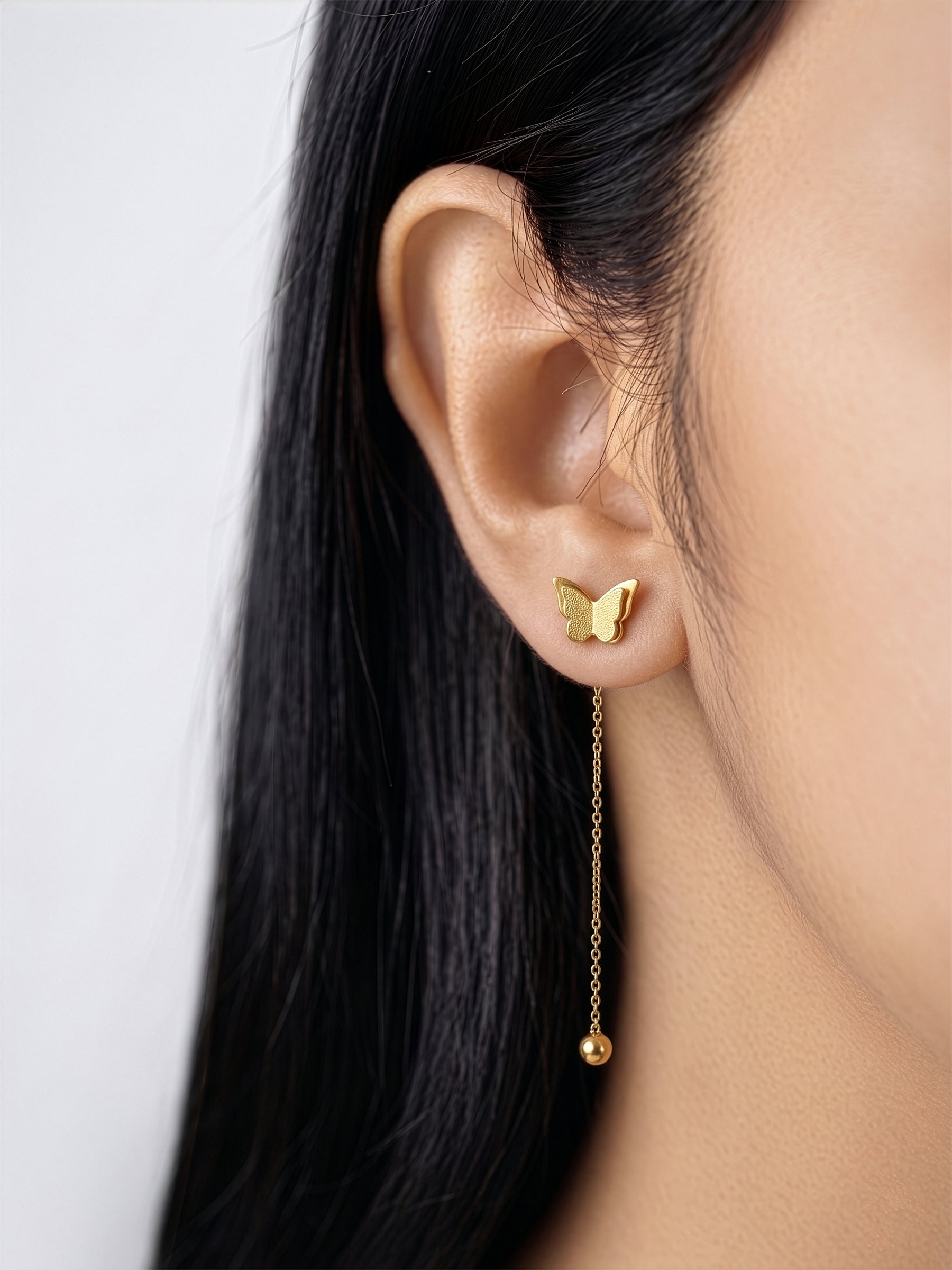 Alora Butterfly Drop 18K Gold Plated Women's Dangling Earrings