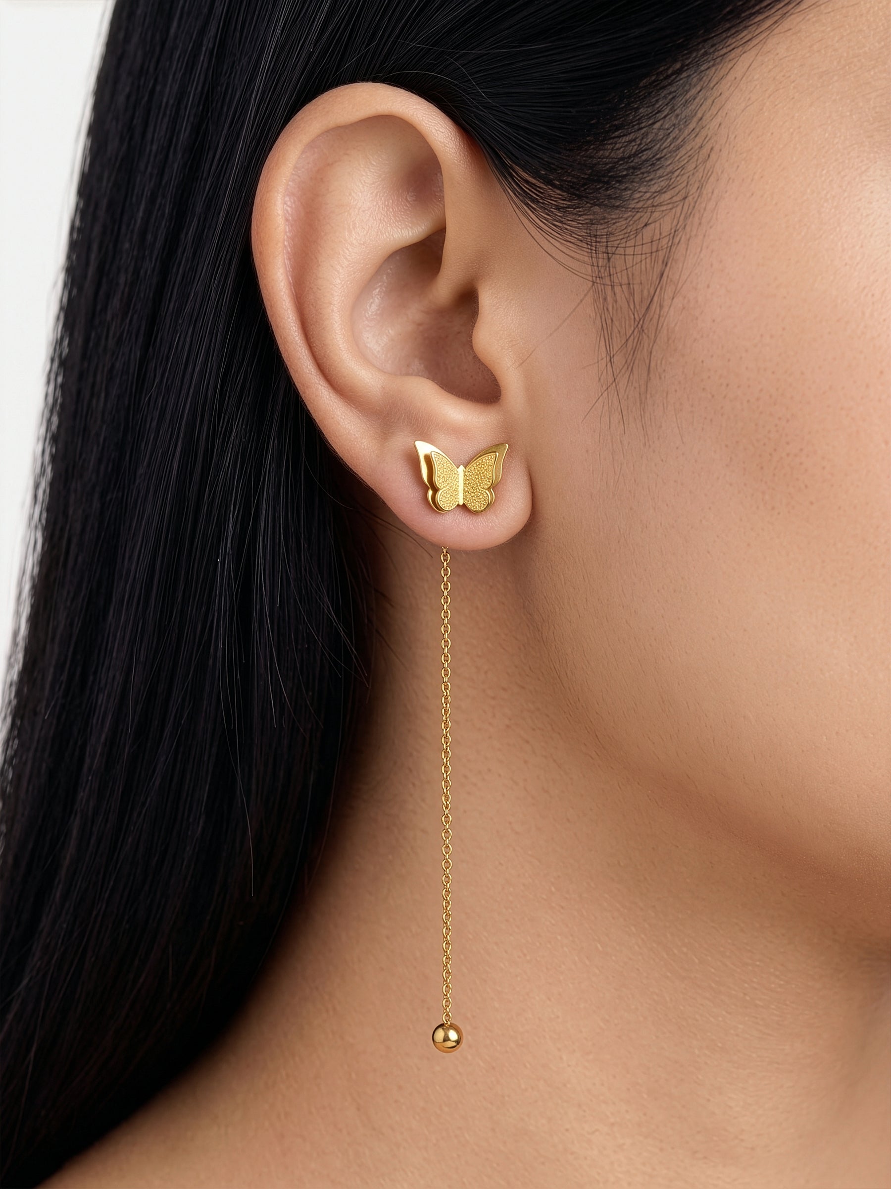 Alora Butterfly Drop 18K Gold Plated Women's Dangling Earrings