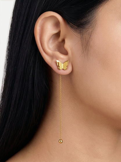 Alora Butterfly Drop 18K Gold Plated Women's Dangling Earrings