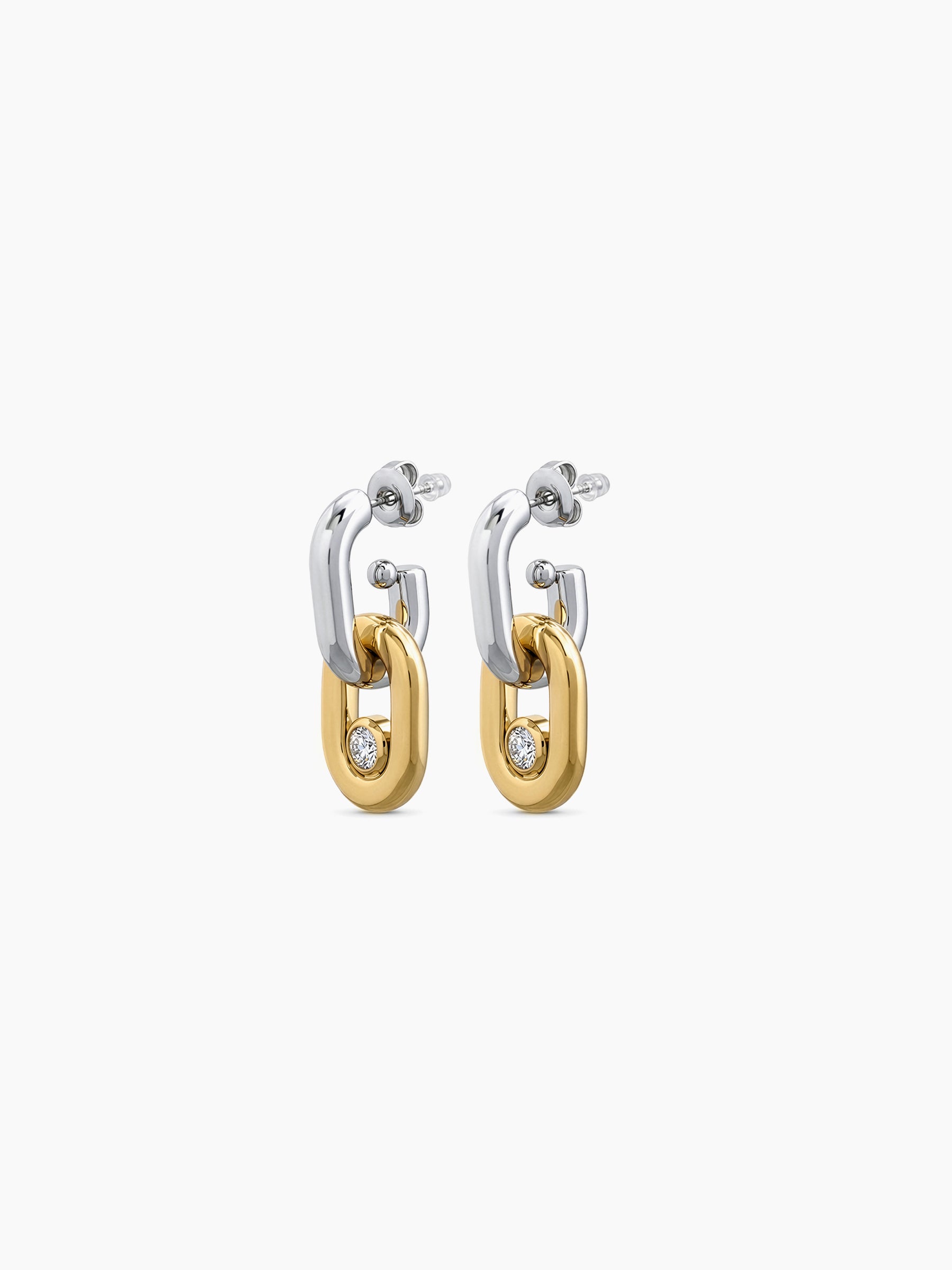 Alvera Diamond 18K Gold Plated - Silver Women's Dangling Drop Earrings