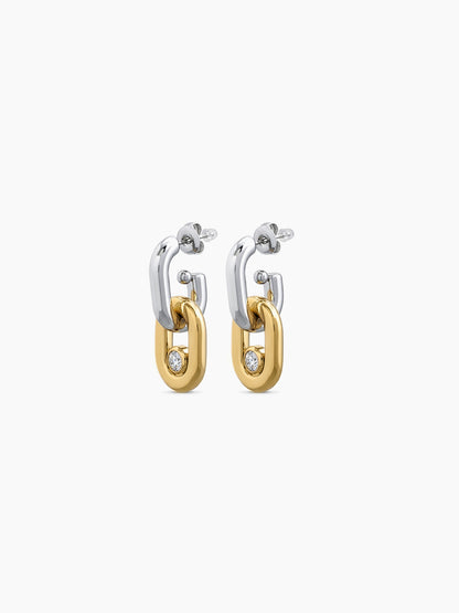 Alvera Diamond 18K Gold Plated - Silver Women's Dangling Drop Earrings
