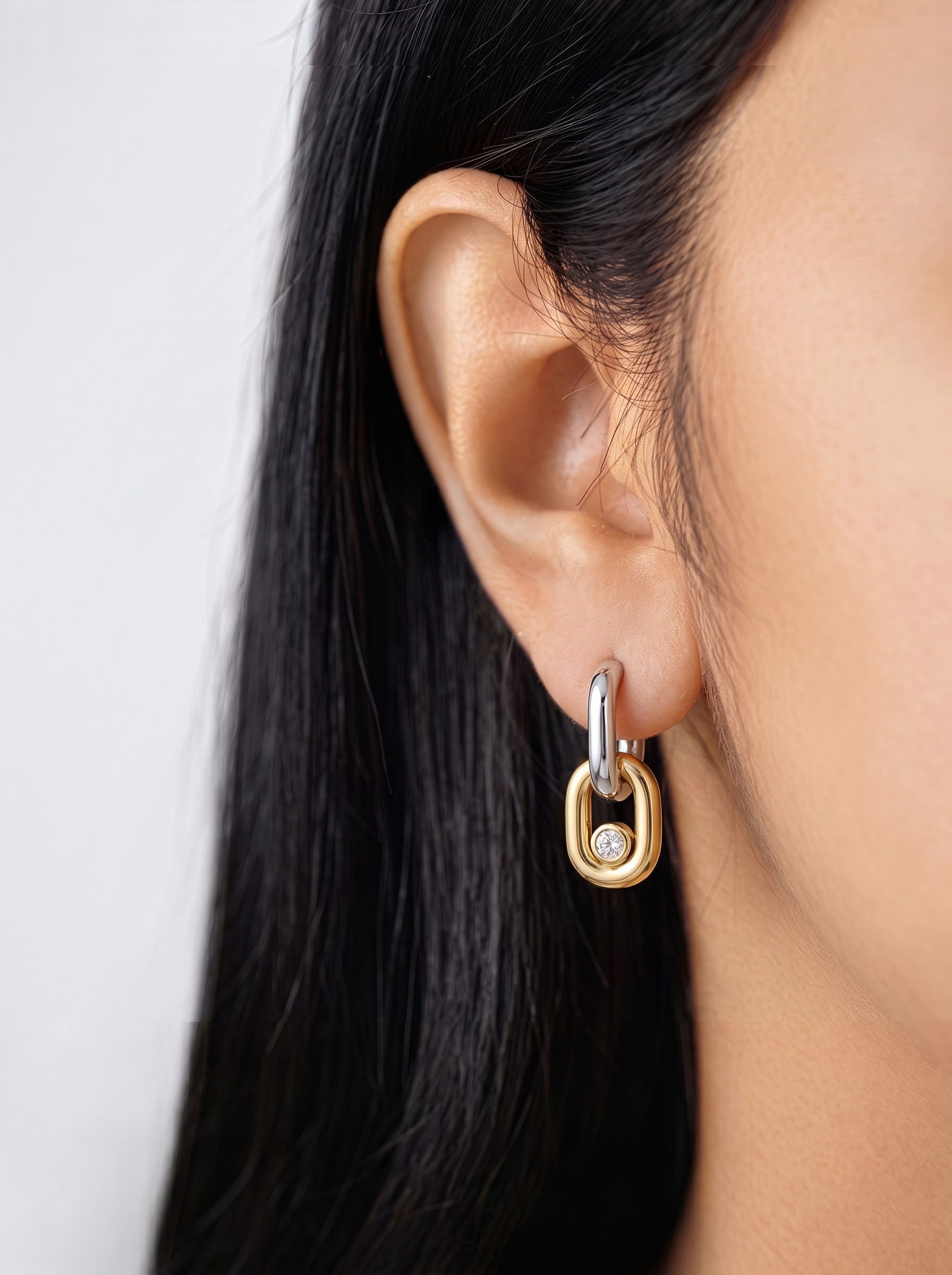 Alvera Diamond 18K Gold Plated - Silver Women's Dangling Drop Earrings