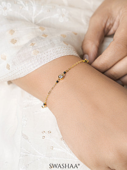 Amaira Diamond Studs Black Beads Mangalsutra Bracelet