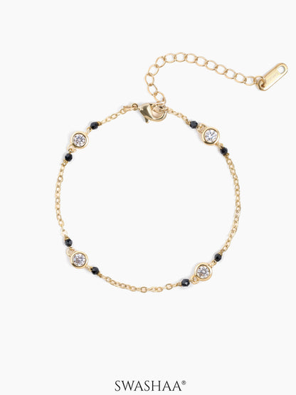 Amaira Diamond Studs Black Beads Mangalsutra Bracelet