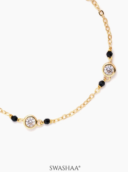 Amaira Diamond Studs Black Beads Mangalsutra Bracelet