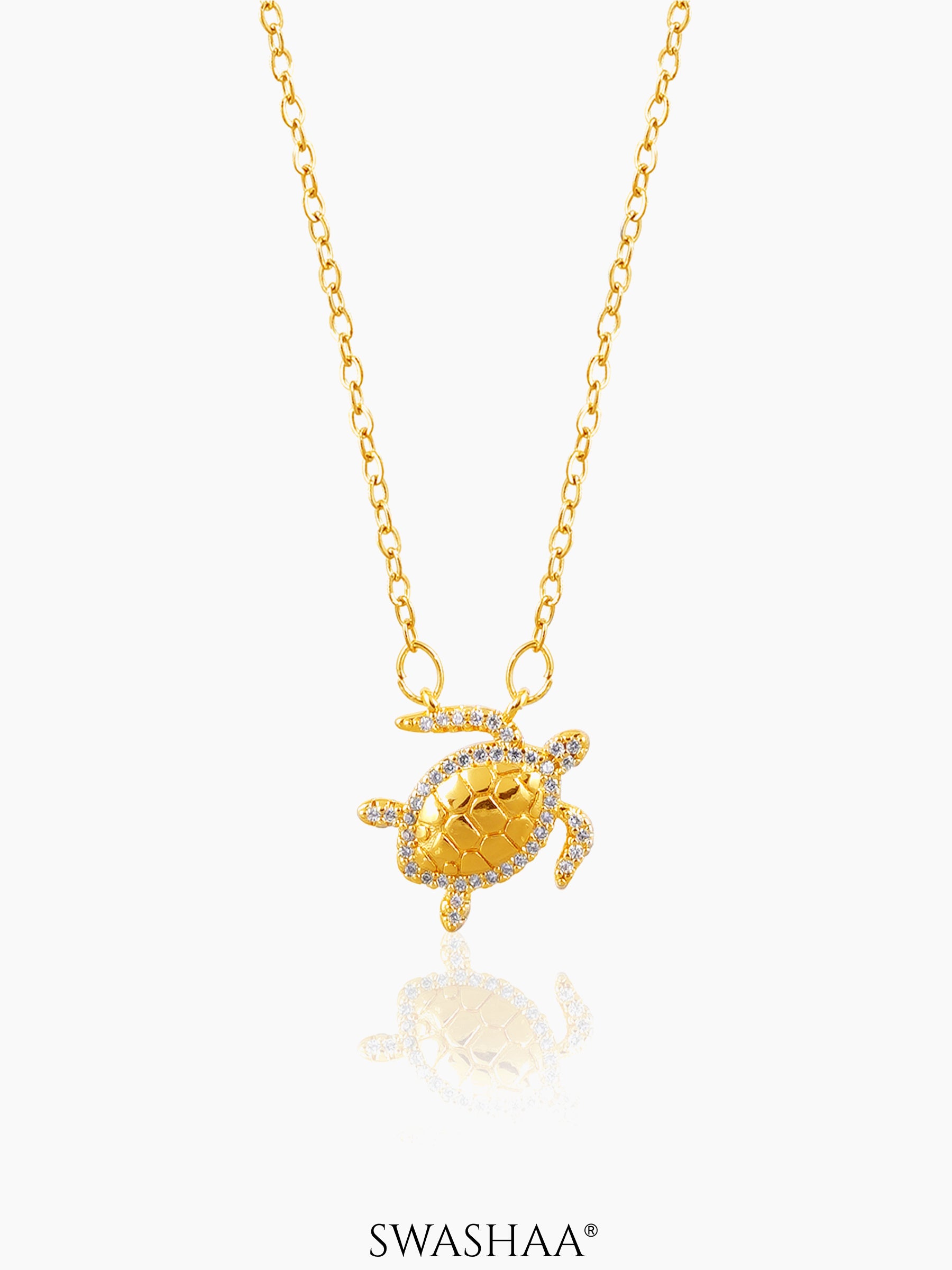 Amara Shell Of Serenity Studded 18K Gold Plated Necklace