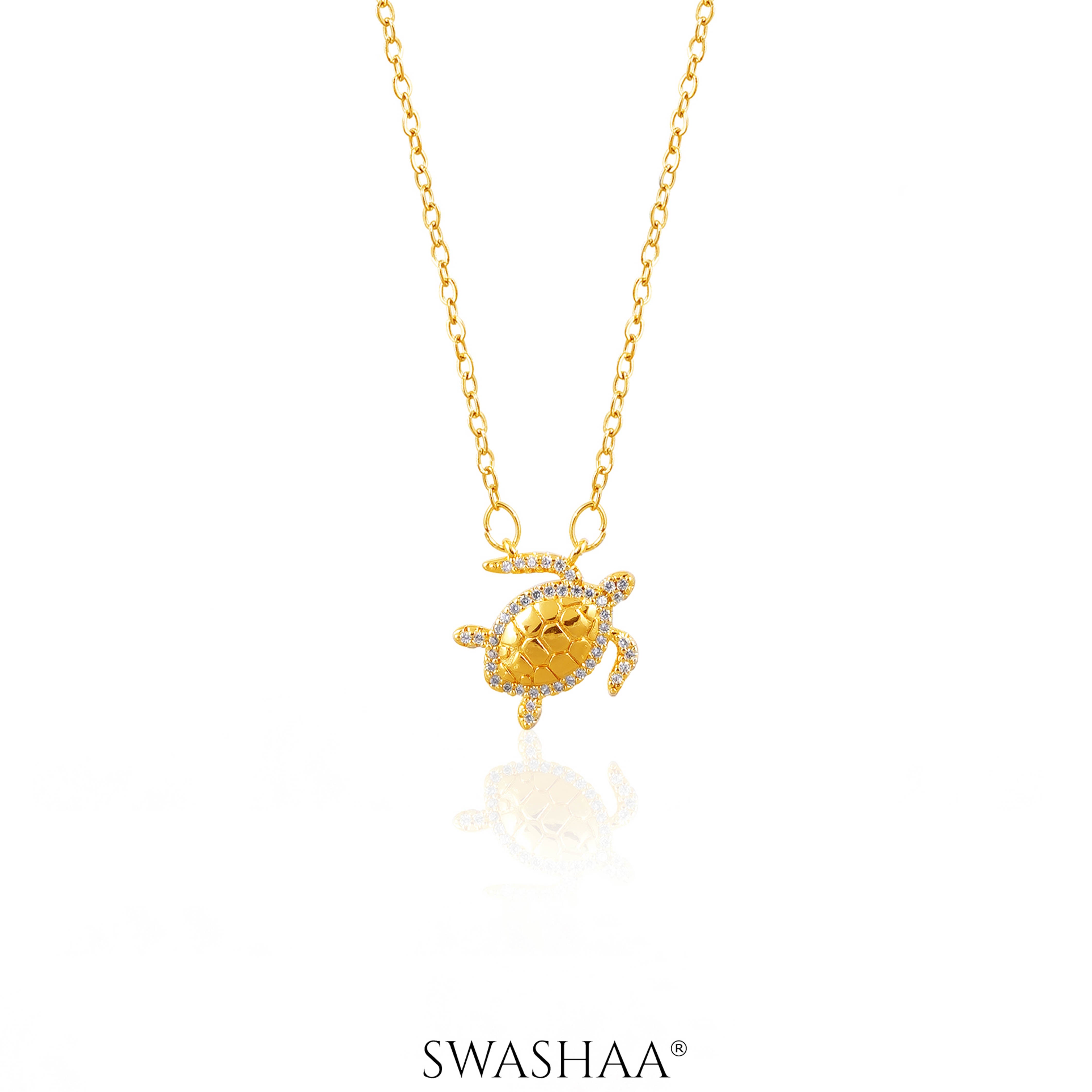 Amara Shell Of Serenity Studded 18K Gold Plated Necklace