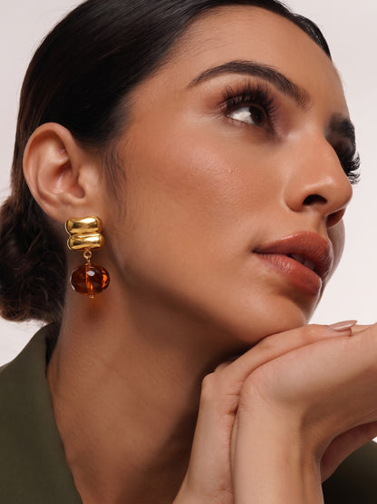 Ambrosia 18K Gold Plated Women's Stud Drop Earrings