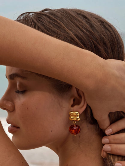 Ambrosia 18K Gold Plated Women's Stud Drop Earrings