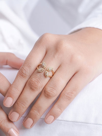 Amelia Marquise Halo 18K Gold Plated Women's Ring - Swashaa