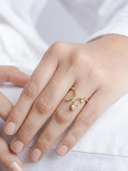 Amelora Solitaire Diamond 18K Gold Plated Women's Ring