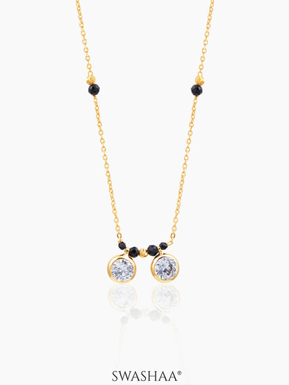 Amira Two Bezel Solitaire Radiant Bond 18K Gold Plated Mangalsutra