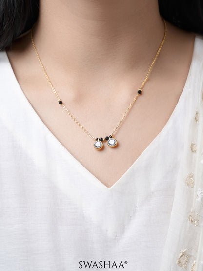 Amira Two Bezel Solitaire Radiant Bond 18K Gold Plated Mangalsutra