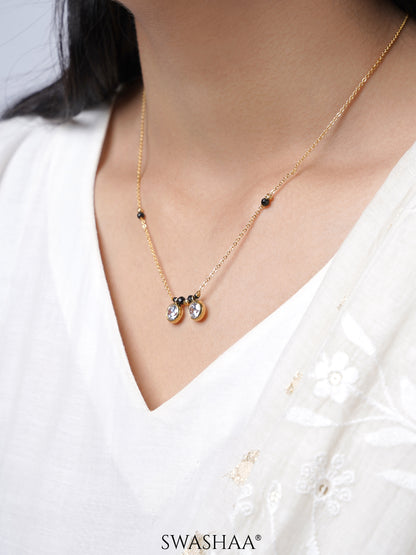 Amira Two Bezel Solitaire Radiant Bond 18K Gold Plated Mangalsutra