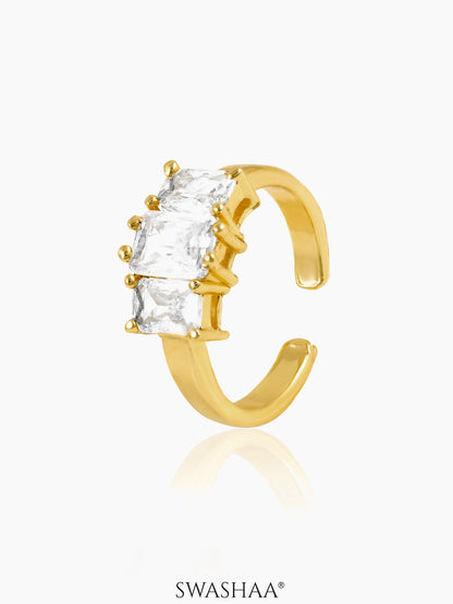 Amulya Diamond Solitaire 18K Gold Plated Ring
