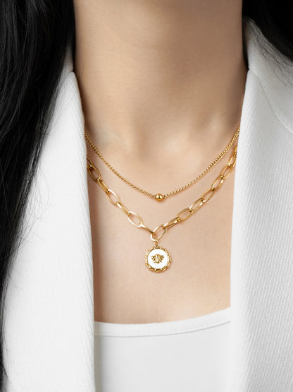 Ana 18K Gold Plated Bee Charm Layered Chain Pendant Necklace