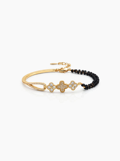 Anali Clover Diamond 18K Gold Plated Women's Mangalsutra Bracelet