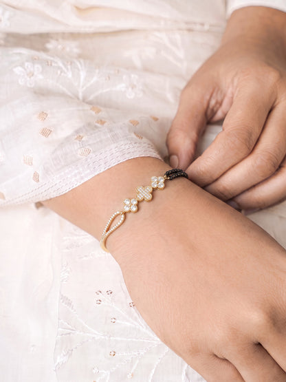 Anali Clover Diamond 18K Gold Plated Women's Mangalsutra Bracelet