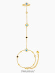 Anaya Evil Eye Clover 18K Gold Plated Ring Bracelet
