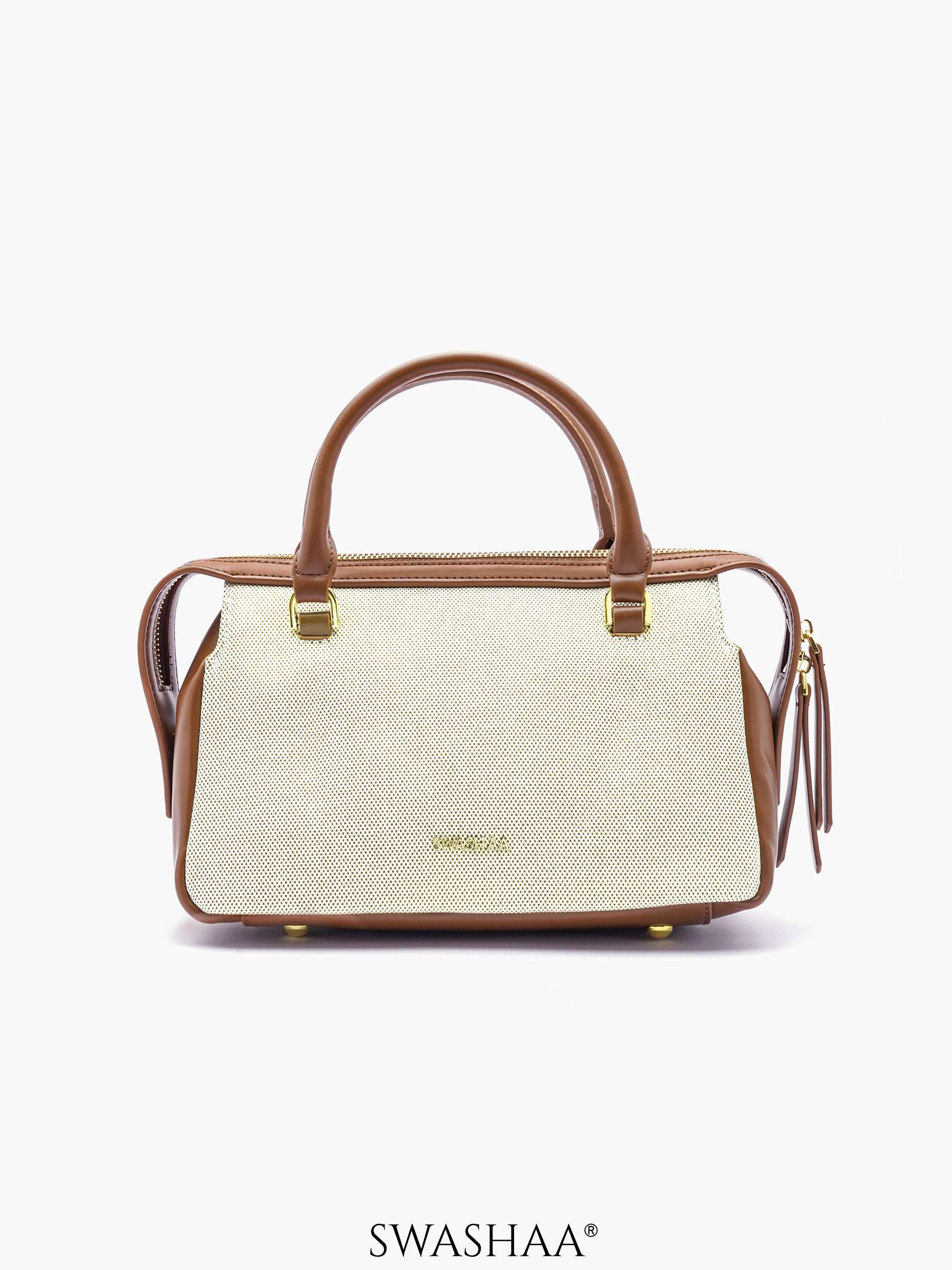 Angee White Beige Leather Hand Bag
