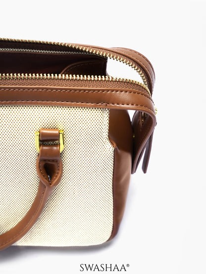 Angee White Beige Women's Leather Hand Bag