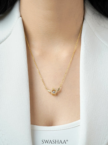 "Angel Ring Wings Charm 18K Gold Plated Chain Pendant 
 Necklace"