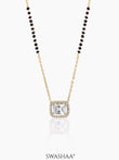 Anisa Diamond Rectangle Solitaire Halo 18K Gold Plated Mangalsutra
