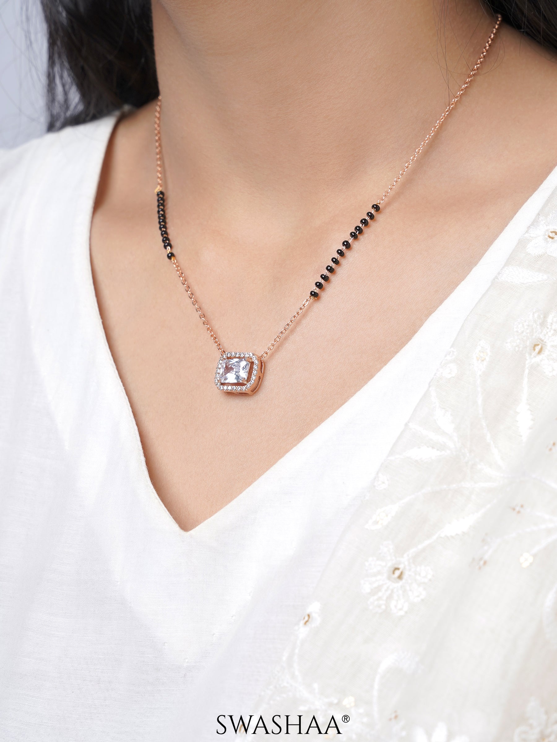 Anisa Solitaire Rosegold Plated Mangalsutra