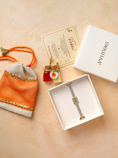 Anmol Bhai 18K Gold Plated Diamond Tennis Rakhi