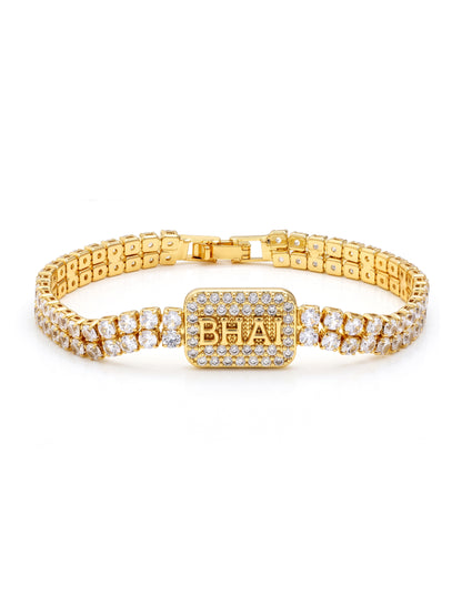 Anmol Bhai 18K Gold Plated Diamond Tennis Rakhi