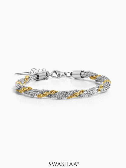 Anori Silver Two Tone Loose Chain Bracelet