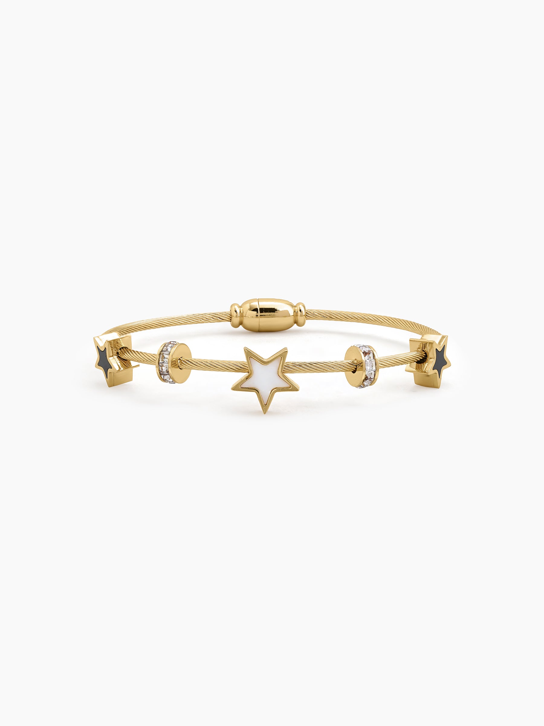 Ansera Diamond Black White Star 18K Gold Plated Women's Solid Bracelets
